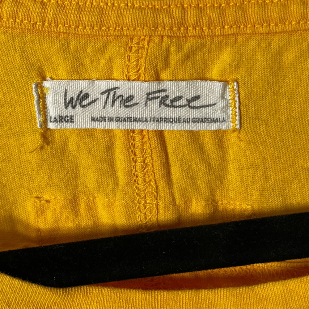 Free People We The Free Womens L Mustard Yellow Oversized Cap Sleeve Tee T-Shirt - Picture 5 of 9